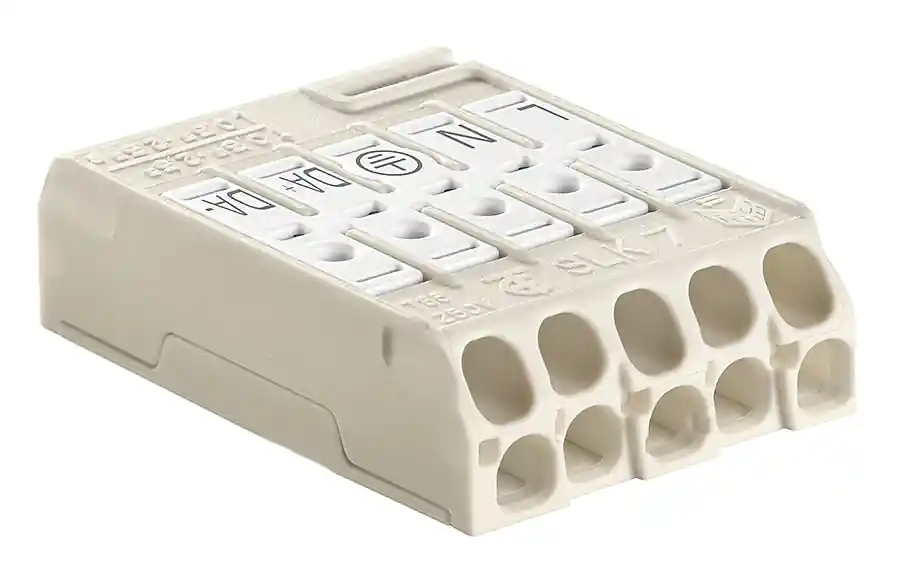 ELECTRO-TERMINAL Svorkovnice SLK 7/5 OF TAPE (L-N-E-DA+-DA-) pro svítidla, bezšroubová Nejlepší Cena